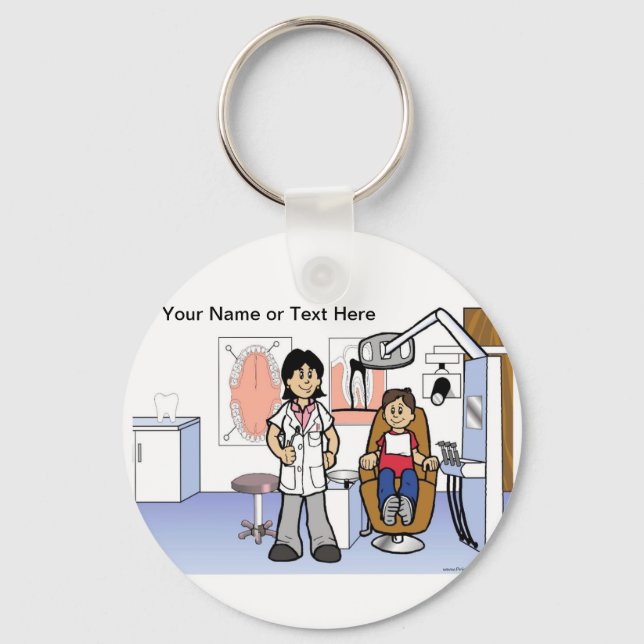 Dentist - Female Cartoon  Key Ring (Front)