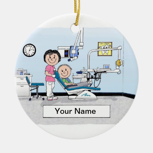 Dentist - Female Ceramic Tree Decoration (Front)