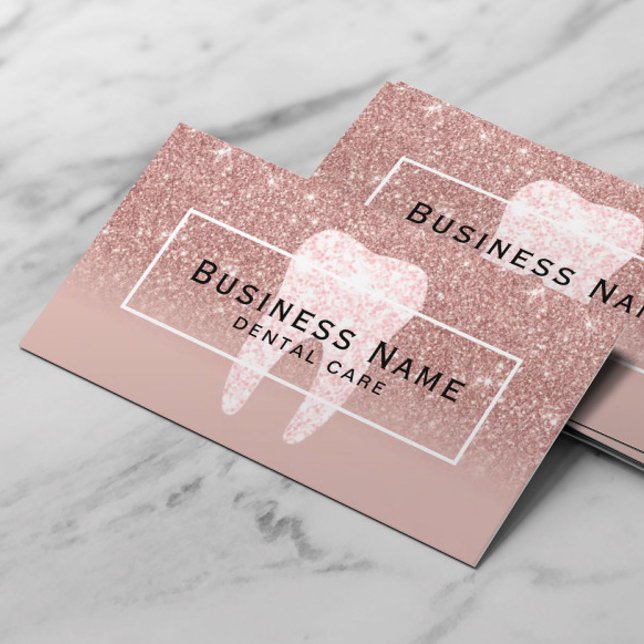 Dentist Glitter Tooth Rose Gold Ombre Dental Care Appointment Card (Creator Uploaded)