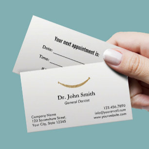 Dentist Gold Glitter Smile Dental Appointment Card
