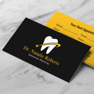 Dentist Gold Star Tooth Logo Professional Dental Appointment Card