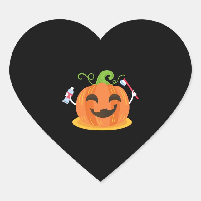 Dentist Halloween Pumpkin Tooth Heart Sticker (Front)