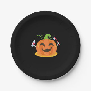 Dentist Halloween Pumpkin Tooth Paper Plate