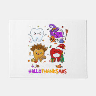 Dentist Happy Hallothanksma Halloween Thanksgiving Doormat