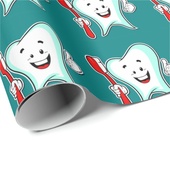 Dentist Happy Tooth Wrapping Paper (Roll Corner)