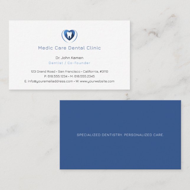 Dentist | Heart tooth Business Card (Front/Back)