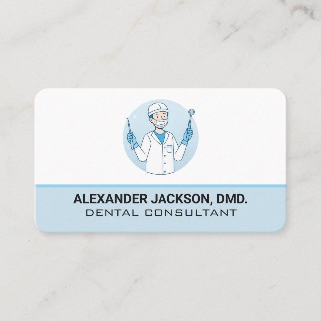 Dentist Holding Tools Business Card (Front)