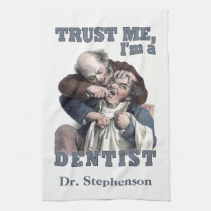DENTIST humour custom monogram hand towel