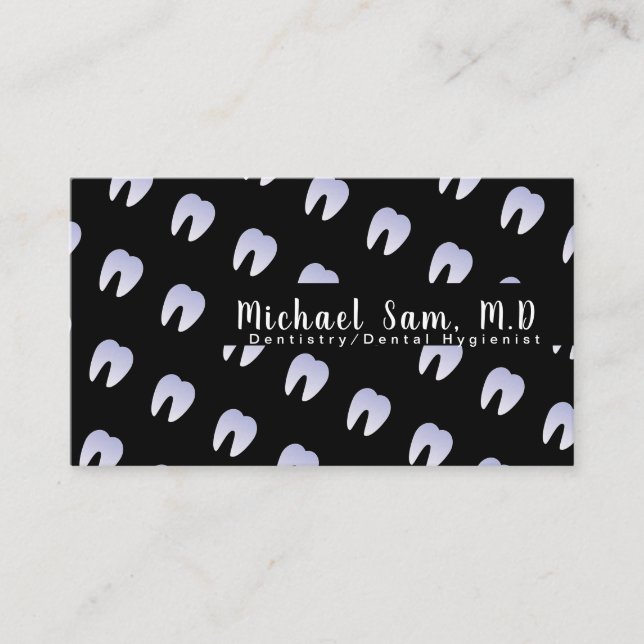 Dentist Hygienist Ombre Tooth Logo Pattern Business Card (Front)