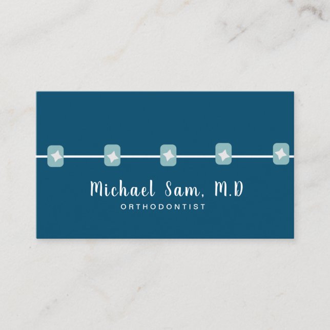 Dentist Hygienist Orthodontist Braces Tooth Logo Business Card (Front)
