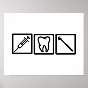 Dentist icons symbols poster