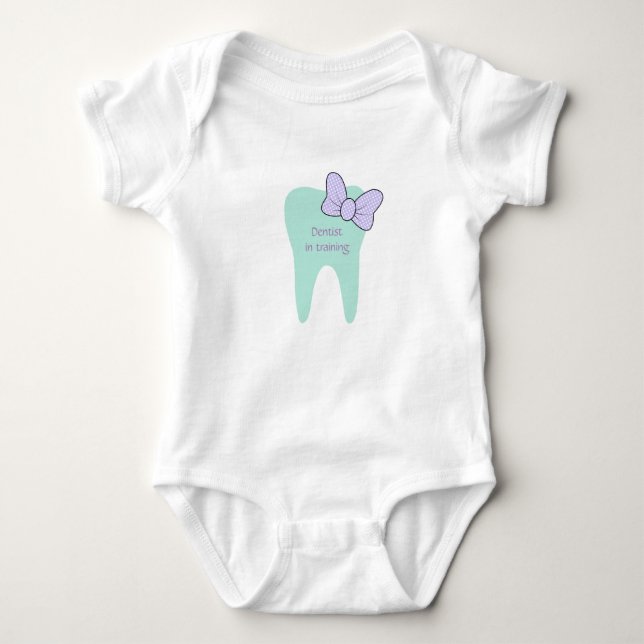 Dentist in training baby one-piece bodysuit (Front)