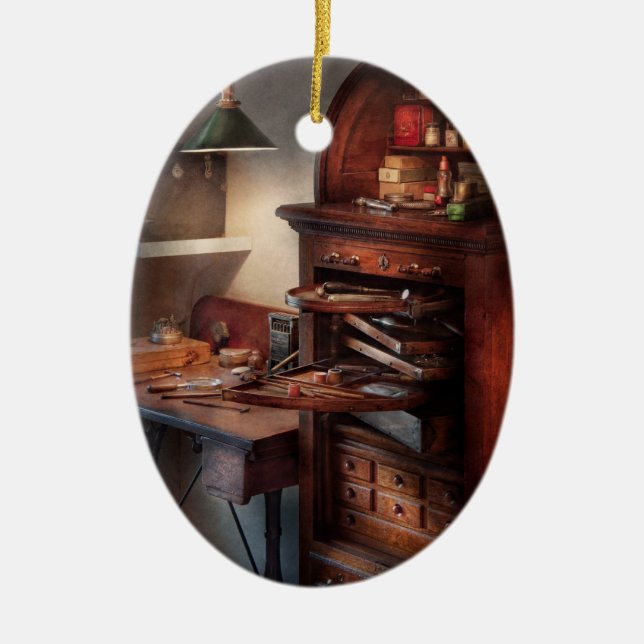 Dentist - Lab - Dental Workstation Ceramic Tree Decoration (Front)
