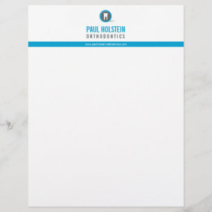 DENTIST LETTERHEAD :: modern tooth logo blue Template