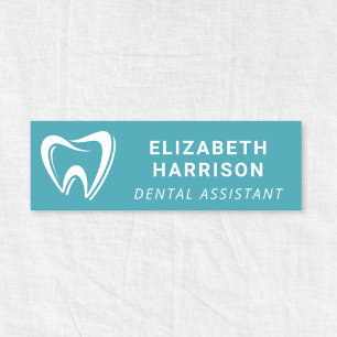 Dentist Logo Dental Office Teal Blue Name Tag