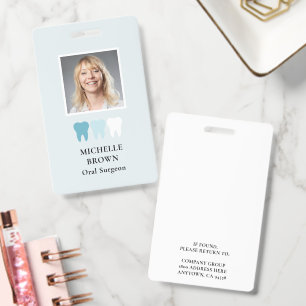 DENTIST LOGO EMPLOYEE PHOTO LIGHT BLUE ID BADGE