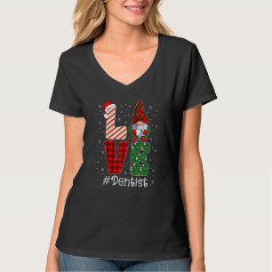 Dentist LOVE Gnome Funny Matching Pajama Christmas T-Shirt