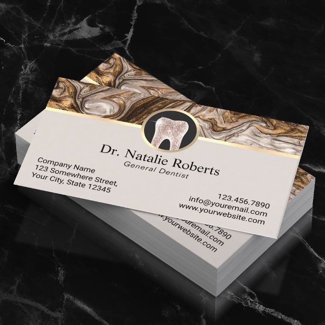 Dentist Luxury Gold Marble Agate Dental Office Appointment Card (Creator Uploaded)