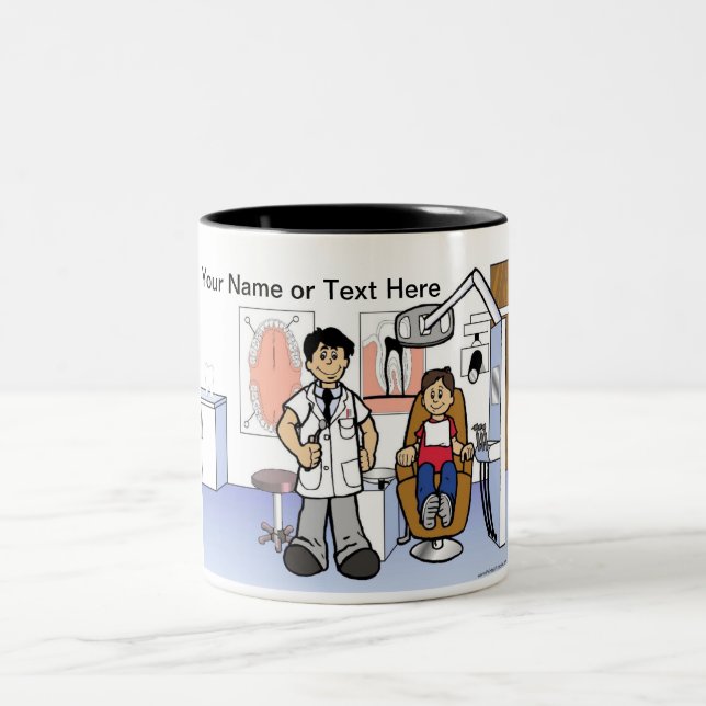 Dentist - Male Cartoon by PrintedPerfection.com Two-Tone Coffee Mug (Center)