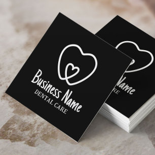 Dentist Minimalist Tooth Logo Black Dental Care Square Business Card