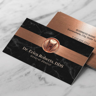 Dentist Modern 3D Tooth Logo Copper Dental Care Business Card