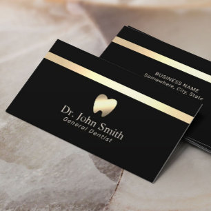 Dentist Modern Black & Gold Dental Care Business Card