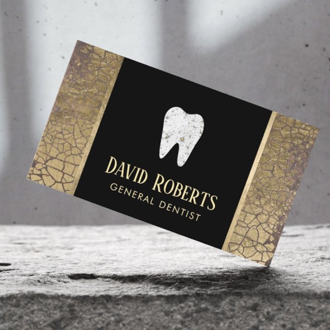 Dentist Modern Black & Gold Dental Care Business Card (Creator Uploaded)