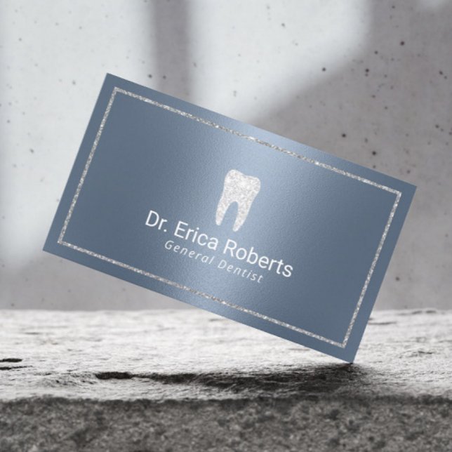 Dentist Modern Dusty Blue Dental Office Business Card (Creator Uploaded)