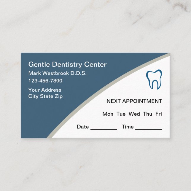 Dentist Modern Editable Appointment Business Cards (Front)