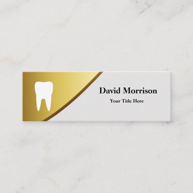 Dentist Modern Gold & Grey Dental Assistant Mini Business Card (Front)