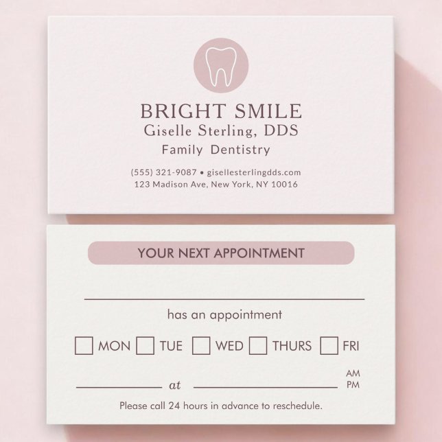 Dentist Modern Light Blush Pink Appointment Card (Creator Uploaded)
