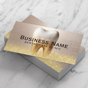 Dentist Modern Tooth Stylish Gold Dental Clinic Appointment Card
