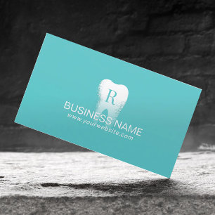 Dentist Monogram Tooth Logo Teal Dental Business Card