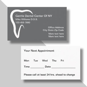 Dentist Office Appointment Business Card Template