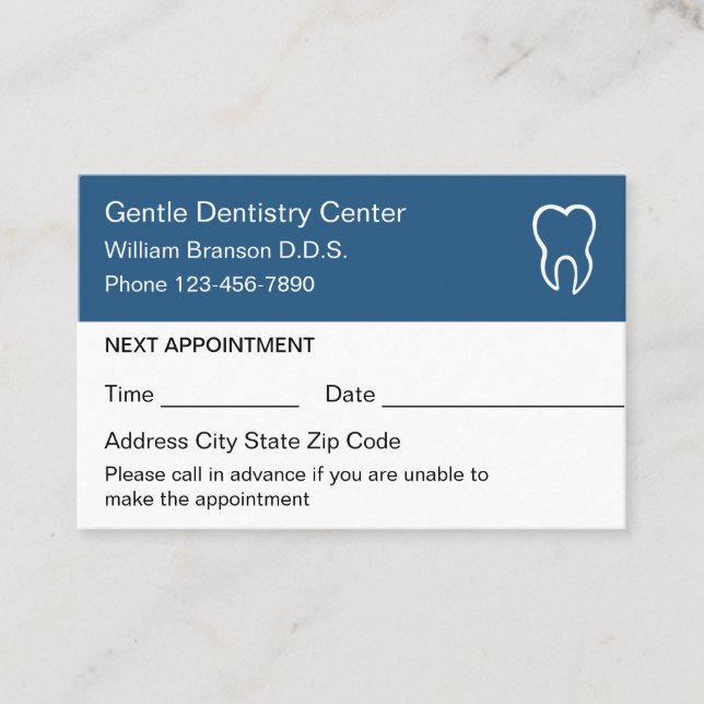 Dentist Office Appointment Business Cards (Front)