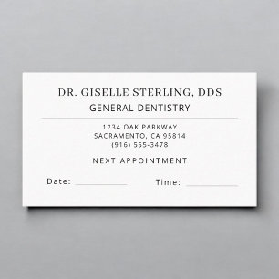 Dentist Office Appointment Card