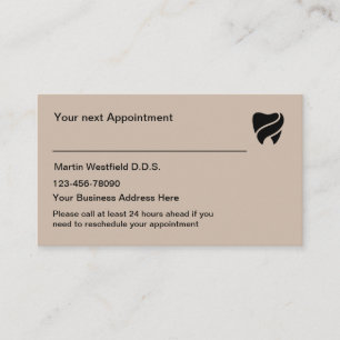 Dentist Office Appointment Reminder Business Cards