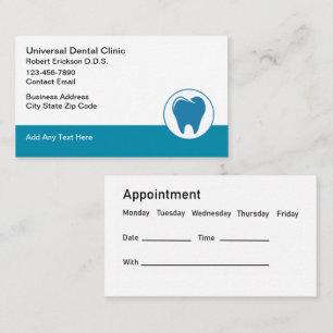 Dentist Office Appointment Template Design Business Card