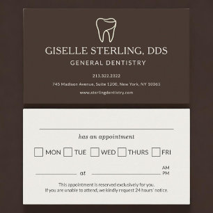 Dentist Office Brown Appointment Reminder Business Card