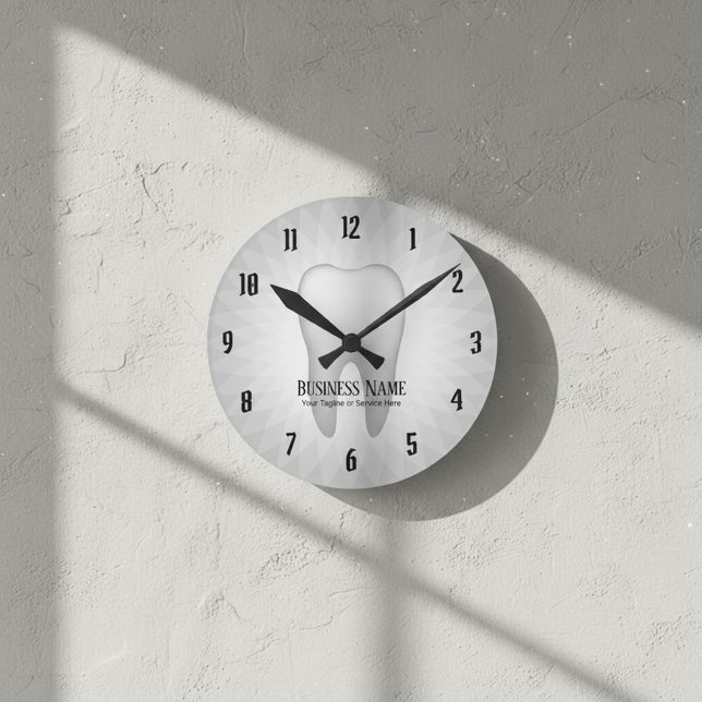 Dentist Office Dental Care Modern White Tooth Round Clock (Creator Uploaded)