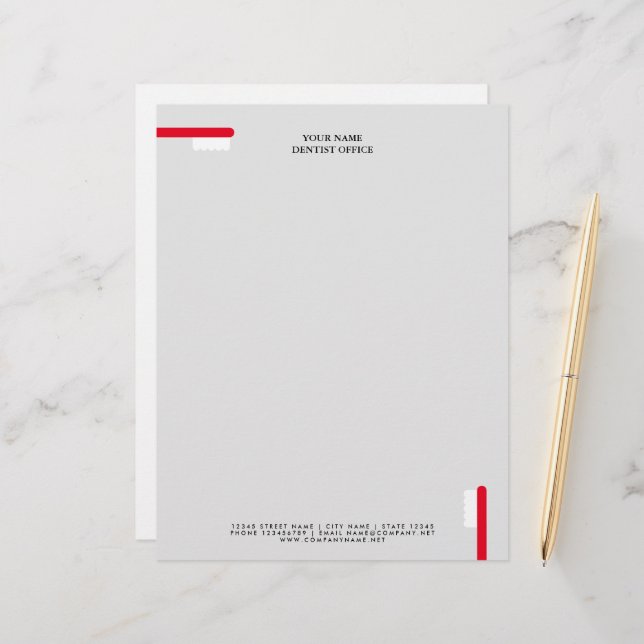 Dentist office letterhead template with toothbrush (Front/Back In Situ)
