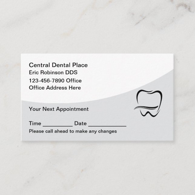 Dentist Office Modern Appointment Business Cards (Front)