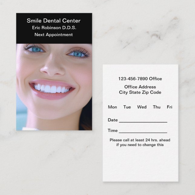 Dentist Office Modern Appointment Cards (Front/Back)