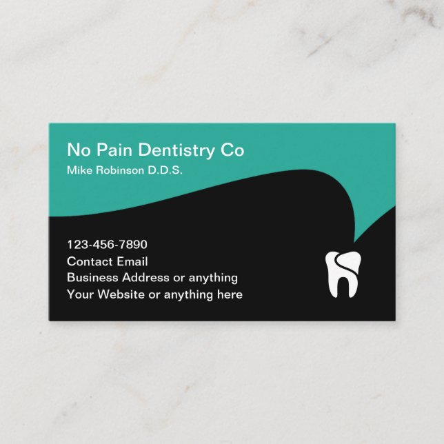 Dentist Office Modern Tooth Business Cards (Front)
