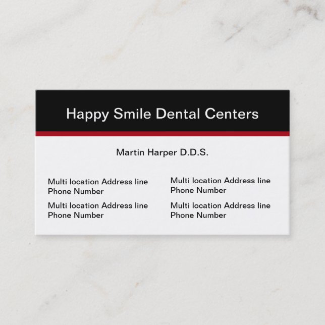 Dentist Office Multiple Location Business Card (Front)