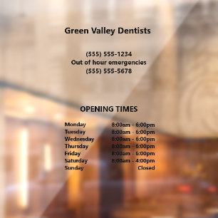 Dentist Office Opening Hours