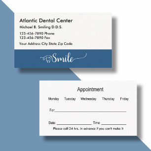 Dentist Office Professional Businesscards Appointment Card