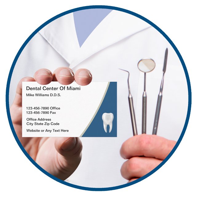 Dentist Office Realistic Tooth Theme Business Card (Creator Uploaded)