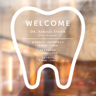 Dentist Office Storefront Open Hours Tooth Logo