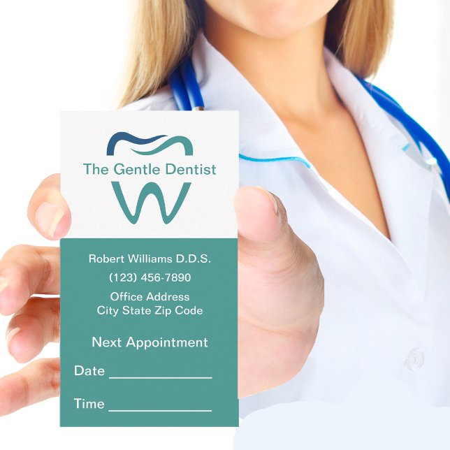 Dentist Office Tooth Appointment Business Cards (Creator Uploaded)